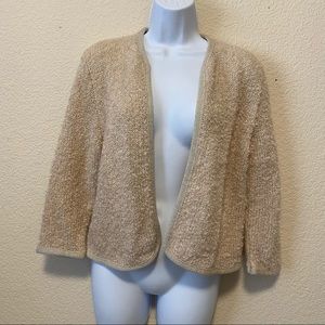 Vintage Boucle Cropped Knit Sweater Beige Cardigan Solt of California